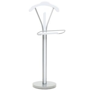 Elegant White Suit Valet Stand Clothing Rack Organizer with Accessory Tray