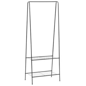 Elegant Black Steel Clothes Rack with Shelves for Bedroom Storage Organizer