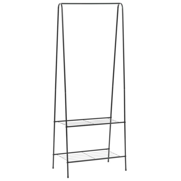 Elegant Black Steel Clothes Rack with Shelves for Bedroom Storage Organizer