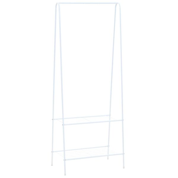 Elegant White Steel Clothes Rack with Shelves for Bedroom Storage Organizer