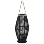 Hanging Candle Lantern Holder Bamboo Black 60 cm