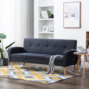 3-Seater Sofa Fabric Dark Grey