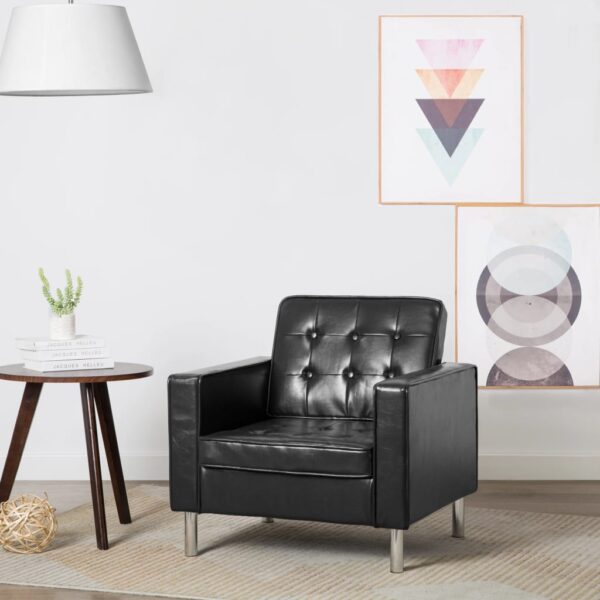 Armchair Black Faux Leather