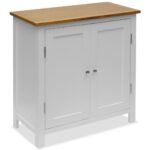 Elegant Two-Tone Wooden Cupboard Solid Oak Top Contemporary Storage Sideboard