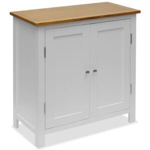 Elegant Two-Tone Wooden Cupboard Solid Oak Top Contemporary Storage Sideboard