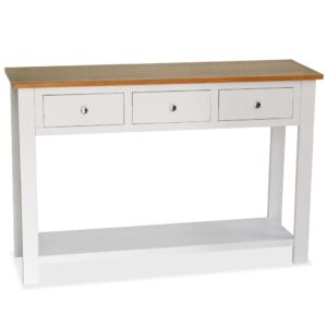 Elegant Two-Tone Solid Oak Wood Console Table Contemporary White Finish