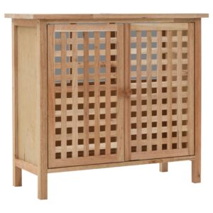 Chic Walnut Wood Bathroom Sink Cabinet Lattice Doors Elegant Storage Organizer