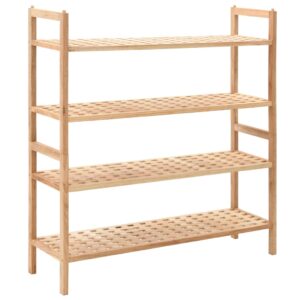 Solid Walnut Wood Shoe Rack Organizer with 4 Shelves Ventilated Storage Compact