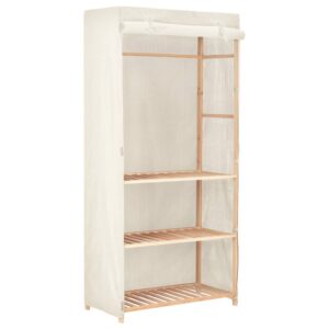 Chic White Solid Wood Fabric 3-Tier Wardrobe Storage Organizer Easy Assembly