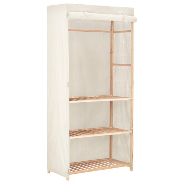 Chic White Solid Wood Fabric 3-Tier Wardrobe Storage Organizer Easy Assembly