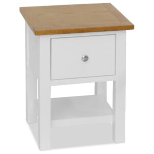 Elegant Two-Tone Solid Wood Nightstand Bedside Table with Drawer and Shelf