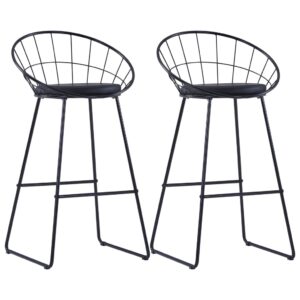 Elegant Faux Leather Bar Stool Set High Back Kitchen Dining Chairs Black