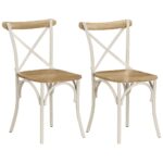 Vintage  Solid Mango Wood Dining Chairs Set of Two with Steel Frame