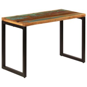 Solid Reclaimed Wood Steel Dining Table Rustic Polished Lacquered Office Desk