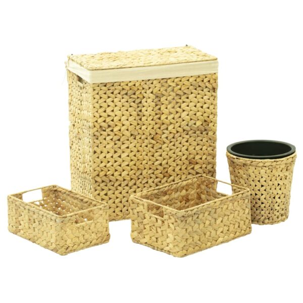 Water Hyacinth Woven Bathroom Set Laundry Basket Trash Bin Organizer Baskets