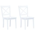 Dining Chairs 2 pcs White Solid Rubber Wood