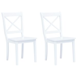 Dining Chairs 2 pcs White Solid Rubber Wood