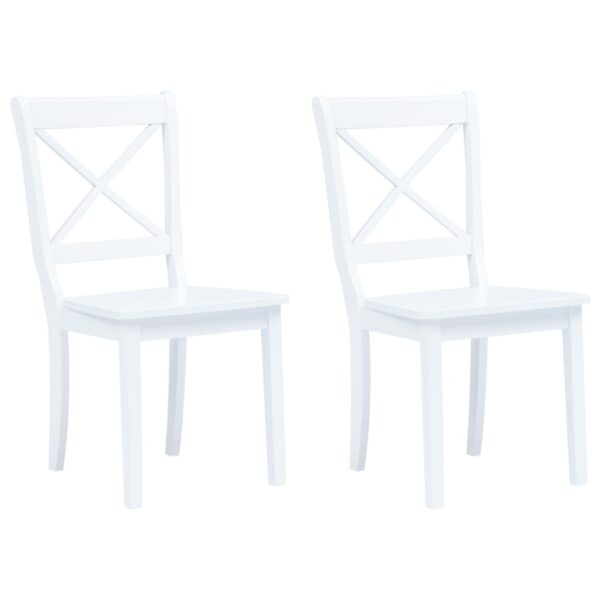 Dining Chairs 2 pcs White Solid Rubber Wood