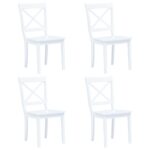 Dining Chairs 4 pcs White Solid Rubber Wood