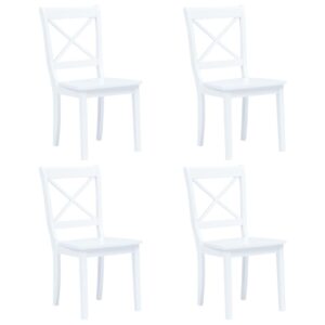 Dining Chairs 4 pcs White Solid Rubber Wood