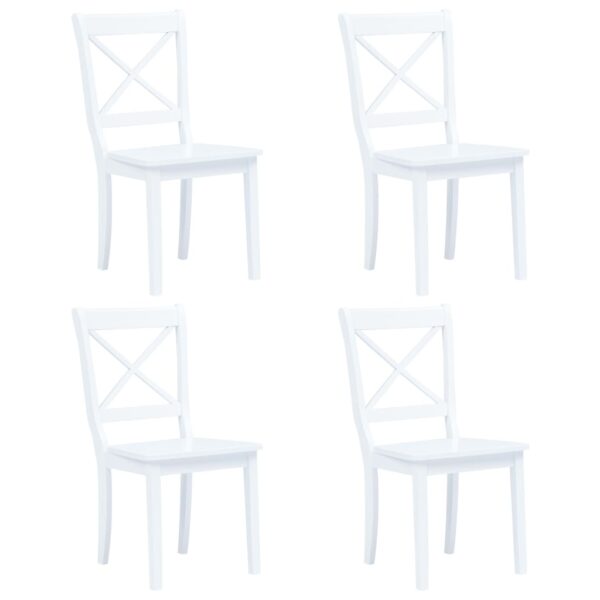 Dining Chairs 4 pcs White Solid Rubber Wood