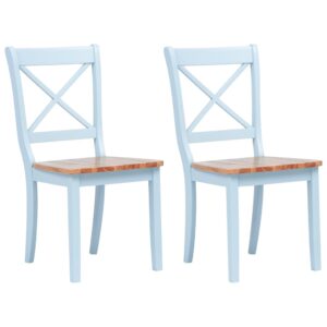 Dining Chairs 2 pcs Grey and Light Wood Solid Rubber Wood