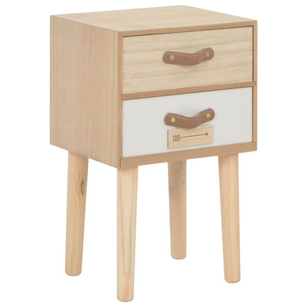 Rustic Solid Wood Bedside Cabinet Nightstand with Leather Handle Drawers