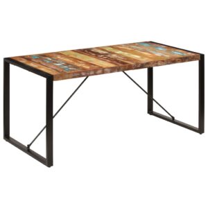 Rustic Solid Reclaimed Wood Dining Table Handmade Polished Finish Vintage Look