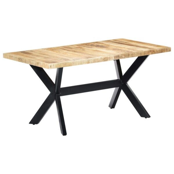 Solid Rough Mango Wood Dining Table Industrial  Polished Lacquered Steel Legs