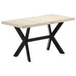 Solid Mango Wood Dining Table Retro  Bleached Finish Steel Frame Handmade