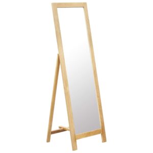 Freestanding Full Length Mirror Polished Lacquered Solid Oak Wood Retro Charm