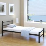 King Single Size Metal Bed Frame Sturdy Black Finish Comfort Slats Elegant Design