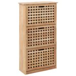 Solid Walnut Wood Shoe Storage Cabinet Lattice Design Entryway Organizer