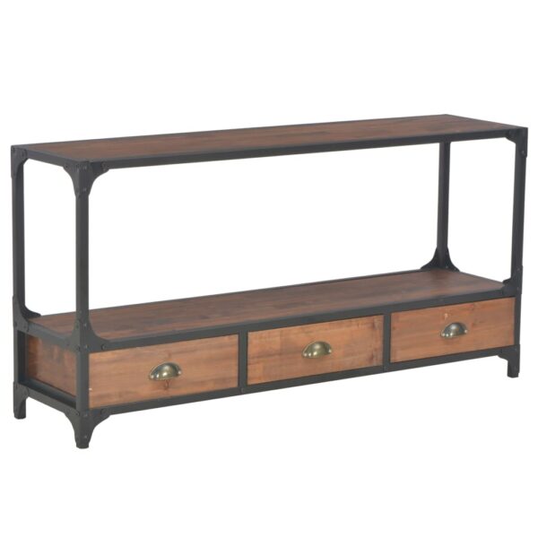 Solid Pine Wood TV Stand Media Console Storage Cabinet with Drawers Shelf Brown