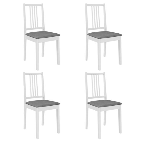 Solid Wood Dining Chairs Set of Four with Comfort Cushions Elegant White Finish