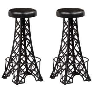 Bar Stools 2 pcs Real Leather