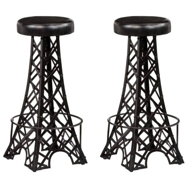 Bar Stools 2 pcs Real Leather