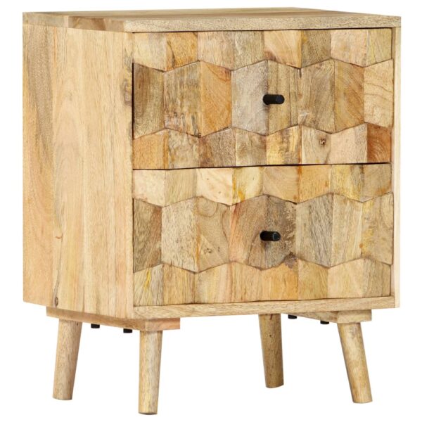 Elegant Solid Mango Wood Bedside Cabinet Mid-Century Nightstand with Drawers