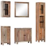 5 Piece Bathroom Set Solid Acacia Wood