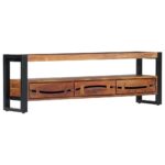 Vintage Industrial Solid Acacia Wood TV Stand Media Console with Drawers