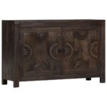 Sideboard with Carved Design 110x35x70 cm Solid Mango Wood