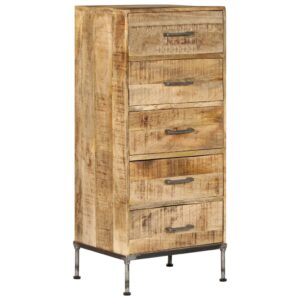 Vintage Solid Mango Wood Chest Elegant Polished Storage Cabinet with Drawers