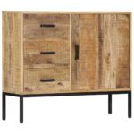 Elegant Solid Mango Wood Sideboard Storage Cabinet with Drawers and Door