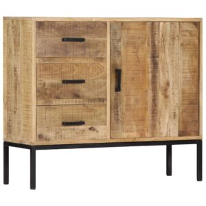 Elegant Solid Mango Wood Sideboard Storage Cabinet with Drawers and Door