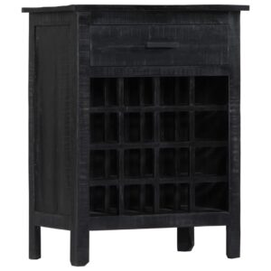 Wine Rack Black 56x35x75 cm Solid Mango Wood