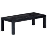 Solid Mango Wood Coffee Table Black Industrial Couch Side Table Spacious Chic