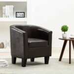 Tub Chair Dark Brown Faux Leather