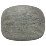 Chic Olive Green Handmade Pouffe Footstool Braided Jute Contemporary Home Decor