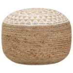 Handmade Pouffe White 45x30 cm Jute