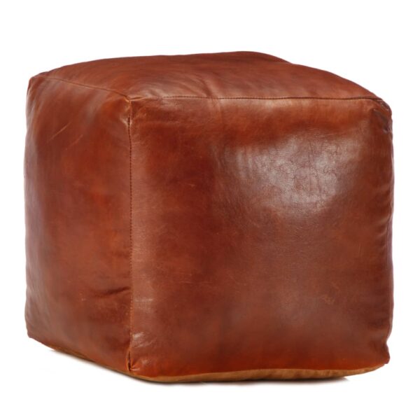 Pouffe Tan 40x40x40 cm Genuine Goat Leather